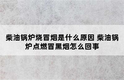 柴油锅炉烧冒烟是什么原因 柴油锅炉点燃冒黑烟怎么回事